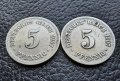 Стара монета 5 пфенига 1907 г. буква А ,2 броя - Германия- топ цена, снимка 6