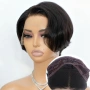 Къса черна перука с дантела 13x4 - скосен боб, естествен ефект, снимка 9