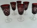кристални чаши и гарафа цветен червен кристал , снимка 4