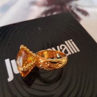 Just Cavalli-оригинален нов,18к.позлатен пръстен със естествен цитрин, снимка 8 - Пръстени - 35373774
