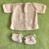 Нов Плетен Бебешки комплект елече, панталонки, терлички Ръчно плетени , снимка 5 - Комплекти за бебе - 30547091