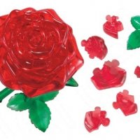 Кристален 3D пъзел Червената Роза за пораснали деца, снимка 3 - Подаръци за жени - 40026387