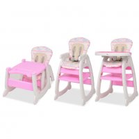 3 в 1 Столче за хранене с масичка, розово, снимка 4 - Столчета за хранене - 37753131
