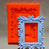 Правоъгълна Рамка стърчащи мотиви силиконов молд форма фондан гипс декор, снимка 1 - Форми - 44674124