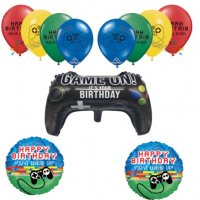 4 бр Happy Birthday видео игра джойстик Обикновен надуваем латекс латексов балон парти хелий или газ