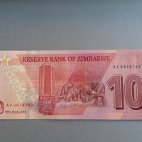 Банкнота - Зимбабве - 10 долара UNC | 2020г., снимка 2 - Нумизматика и бонистика - 38256620