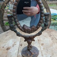 Настолно бароково огледало от месинг, снимка 3 - Огледала - 32075960