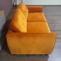 Оранжев диван от плат двойка с функция сън, снимка 12 - Дивани и мека мебел - 42541007