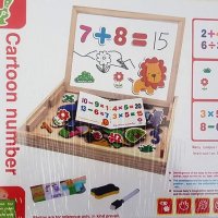 Дървена кутия с магнити - цифри и животни, снимка 2 - Образователни игри - 32105634
