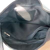 Черна чанта естествена кожа Anna Morellini , снимка 4 - Чанти - 37805592