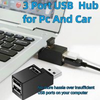Мини USB хъб 3 в 1 USB 3.0/USB 2.0, снимка 2 - Кабели и адаптери - 44481919