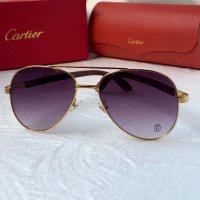 Cartier висок клас мъжки слънчеви очила авиатор с дървени дръжки, снимка 3 - Слънчеви и диоптрични очила - 42814235