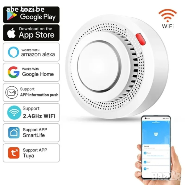 Програмируем детектор за дим Tuya, Life Smart, WIFI, известия директно на телефона, снимка 1