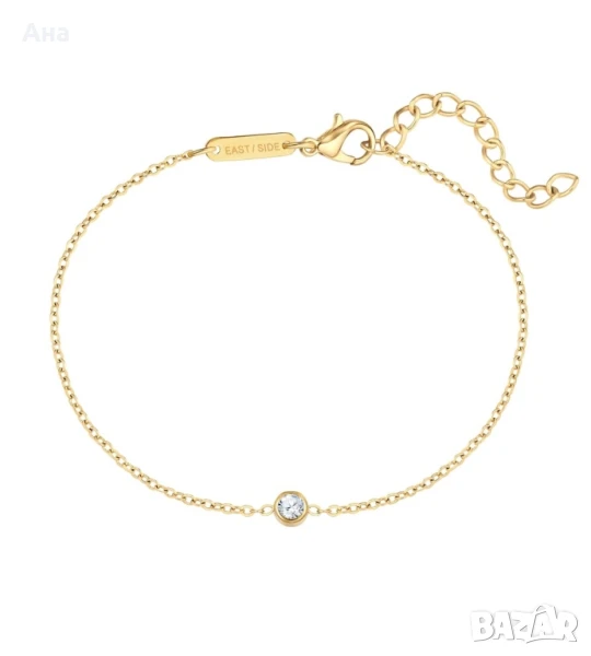 Гривна с покритие 14к жълто злато и цирконий, снимка 1