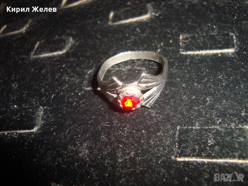 ПОСРЕБРЕН СТАРИНЕН ПРЪСТЕН с ГРАНАТ 17501, снимка 1
