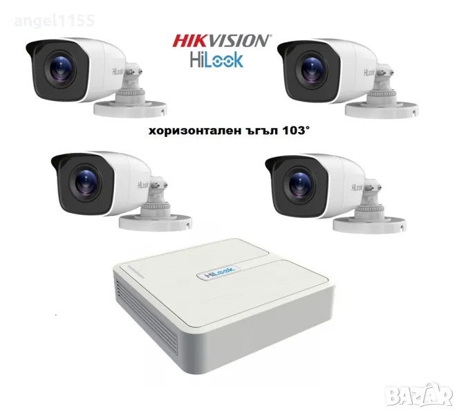HIKVISION HiLook TURBO-HD комплект 4-канален пентабриден DVR + 4 камери за външен монтаж, снимка 1