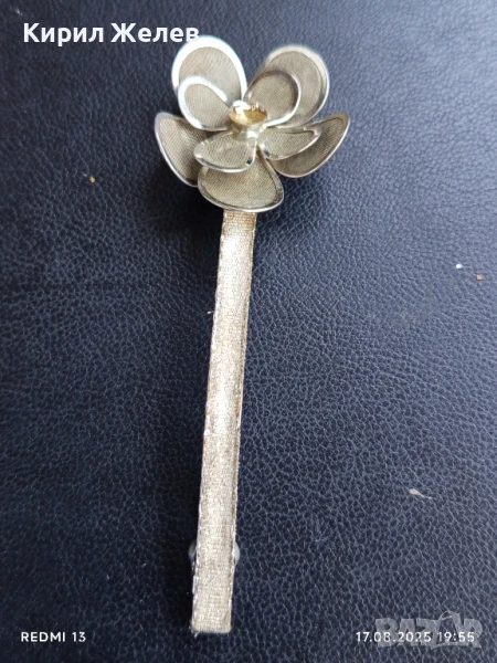 Арт шнола за коса метална цвете много красива 44070, снимка 1