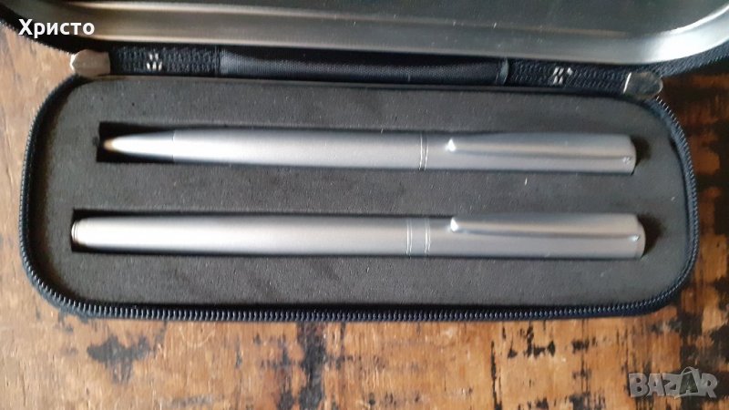 химикалка и ролер комплект, Марксман, метал в калъф метален стабилен с цип, снимка 1