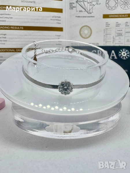 Сребърна гривна с мойсанит (диамант ) 0.5 карата, снимка 1