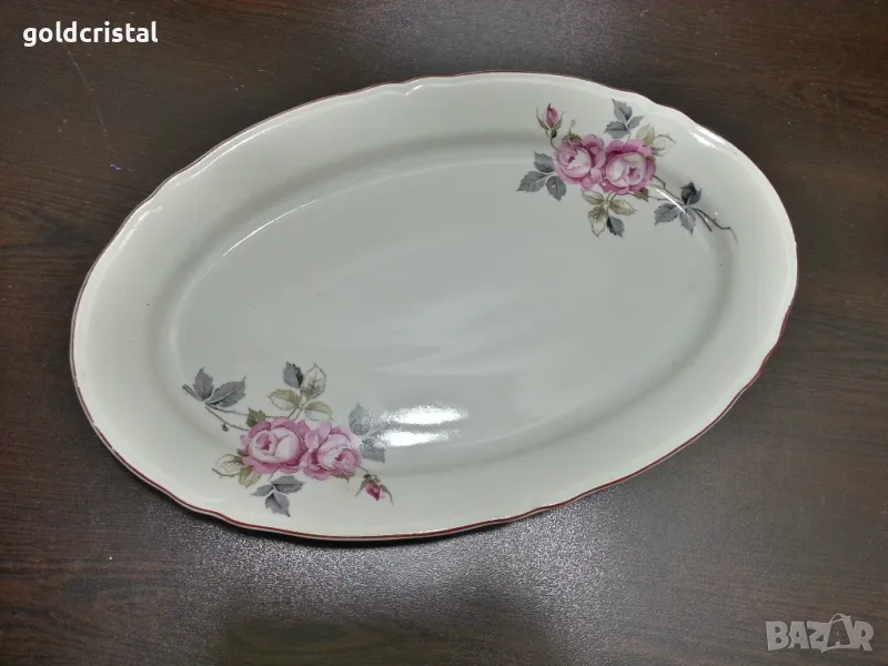 Стар български порцелан плато елипса , снимка 1