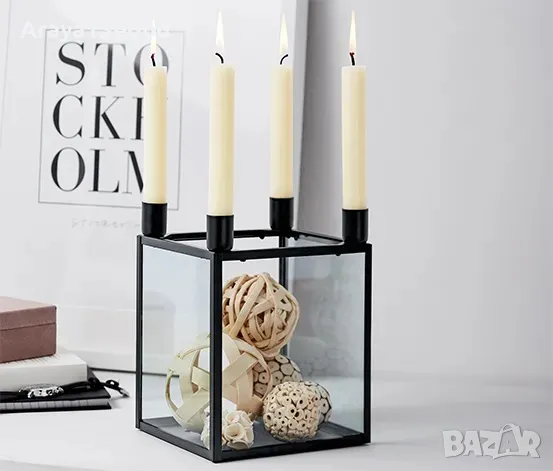 TCHIBO Свещник-декор от стъкло и стомана, снимка 1