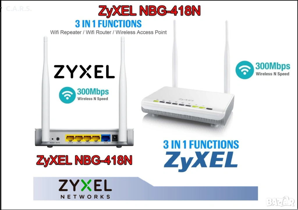 ZyXEL 3-в-1 Router/AP/Range Extender/Bridge, снимка 1