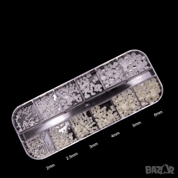Палитра бели перли за декорация на маникюр № Т01, снимка 1