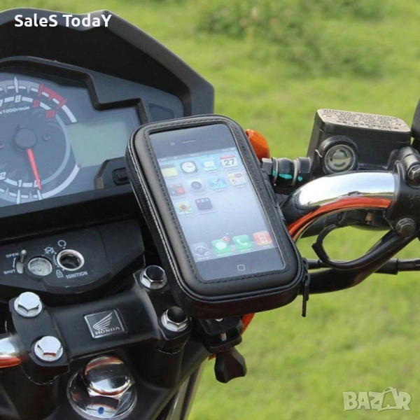 Стойка за телефон за мотор, колело универсална поставката за телефон за велосипед, черен, снимка 1