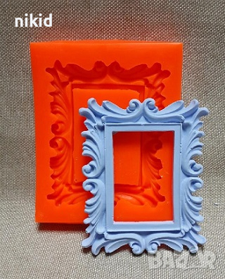 Правоъгълна Рамка стърчащи мотиви силиконов молд форма фондан гипс декор, снимка 1