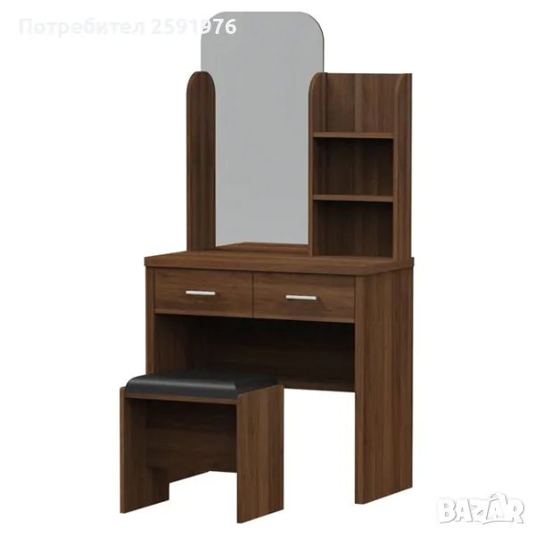 К-т тоалетка и табуретка Puzzle-Home CALIBER, Цвят орех, 80x39x155см., снимка 1