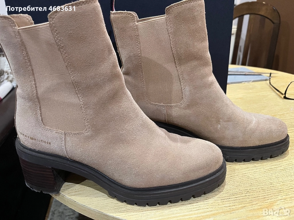 Дамски боти велурTOMMY HILFIGER, снимка 1