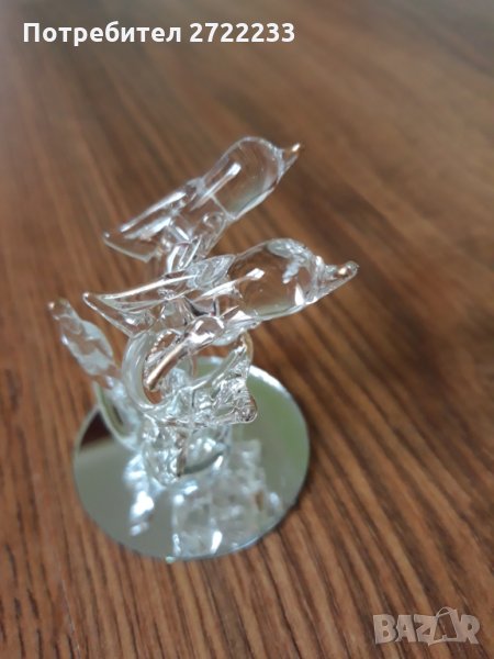 Нова изящна стъклена фигурка делфини , снимка 1