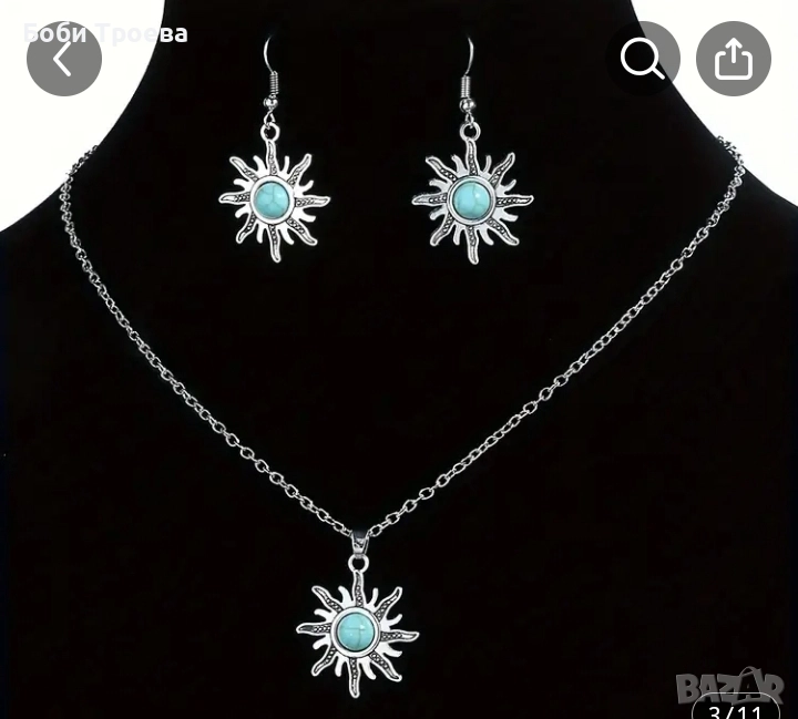 Комплект от три дамски бижута в ретро стил, включващ сребристи геометрични елементи от цинкова сплав, снимка 1