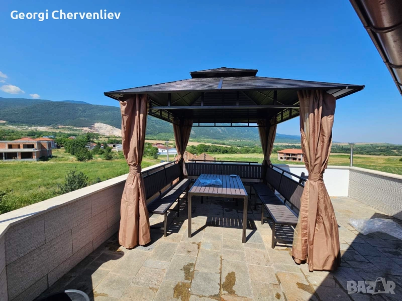 Метална беседка с пейка за двор или градина, снимка 1