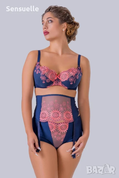 Дантелен сутиен за среден и голям бюст с в син и оранжев цвят  SB002, снимка 1