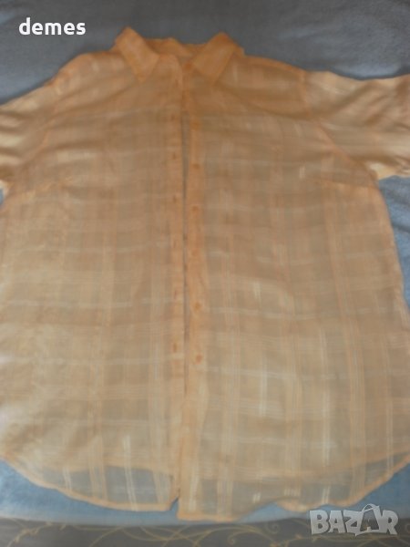 Фина дамска блуза опал къс ръкав, портокалов цвят, размер 48, снимка 1