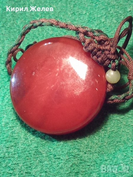 ОГРОМЕН НАТУРАЛЕН КАРНЕОЛ АРТ МЕДАЛЬОН БИЖУ 14906, снимка 1