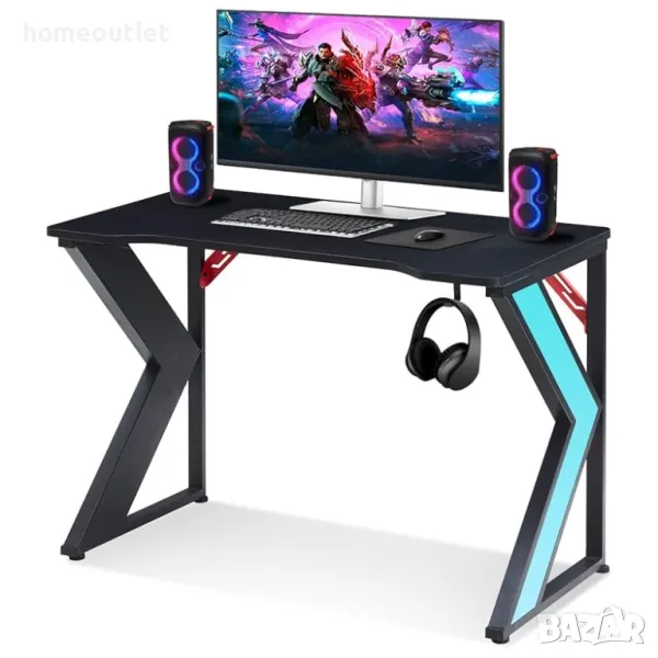 ПОМОЦИЯ Компютърно / геймърско бюро с LED осветление CLIPOP BZOD-CD-D0216BL, снимка 1