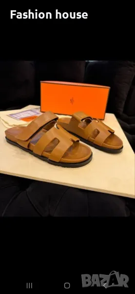 Hermes естествена кожа чехли, снимка 1