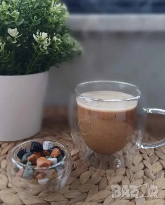 Стъклена чаша за кафе с двойно дъно 200ml, снимка 1