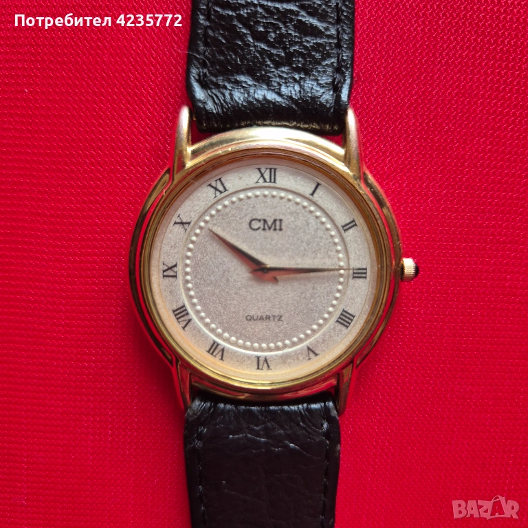 Позлатен швейцарски кварцов мъжки часовник. , снимка 1