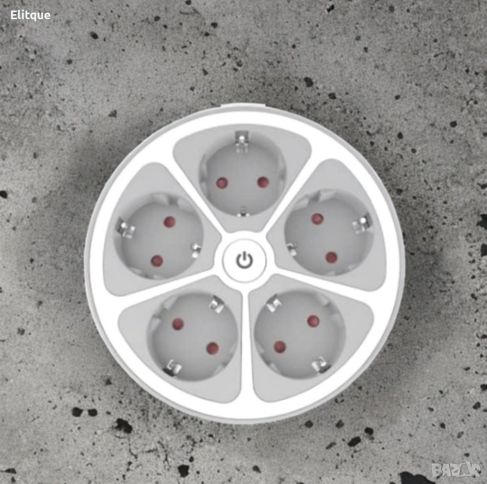 Кръгъл разклонител Muhler с ключ 5 гнезда, 1,5 метра, снимка 1