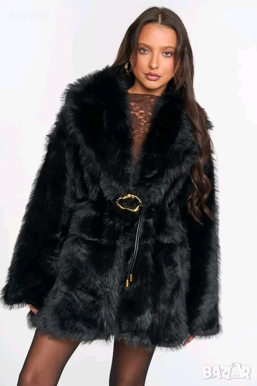 Черно Зимно Дамско Палто , снимка 1