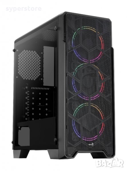 Кутия за компютър AeroCool PV21033.11 Черна ATX Middle Tower RGB Подсветка, снимка 1