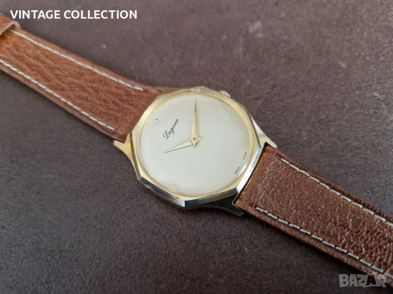 LUGANO Швейцарски Механичен Часовник Колекционерски Позлатен SWIS MADE, снимка 1