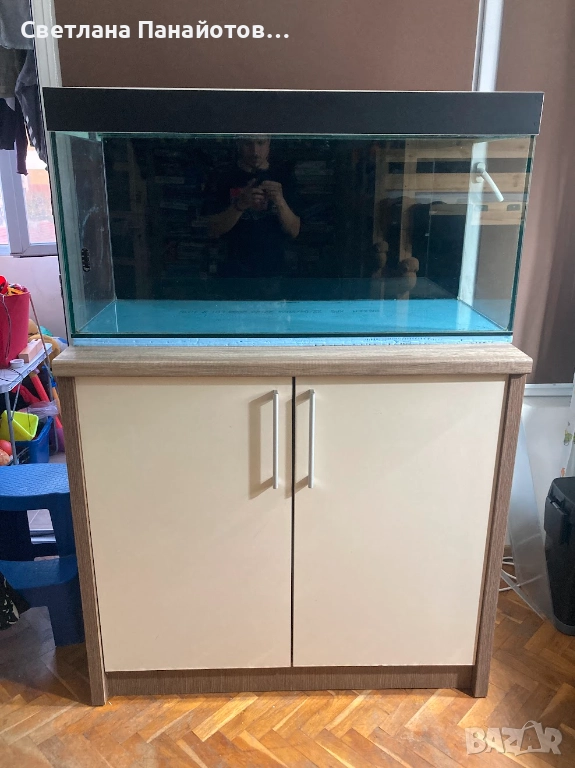 Продавам аквариум 245л (110х45х50) + шкаф и оборудване, снимка 1