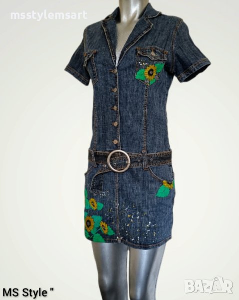 Рисувана дамска дънкова рокля , снимка 1