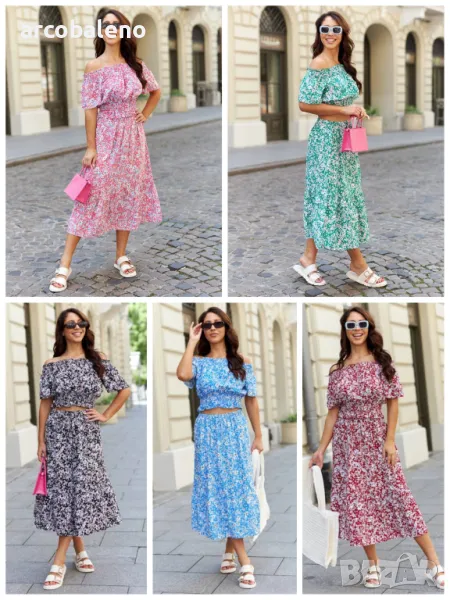 Дамски комплект от две части, топ и миди пола Elora, 5цвята , снимка 1