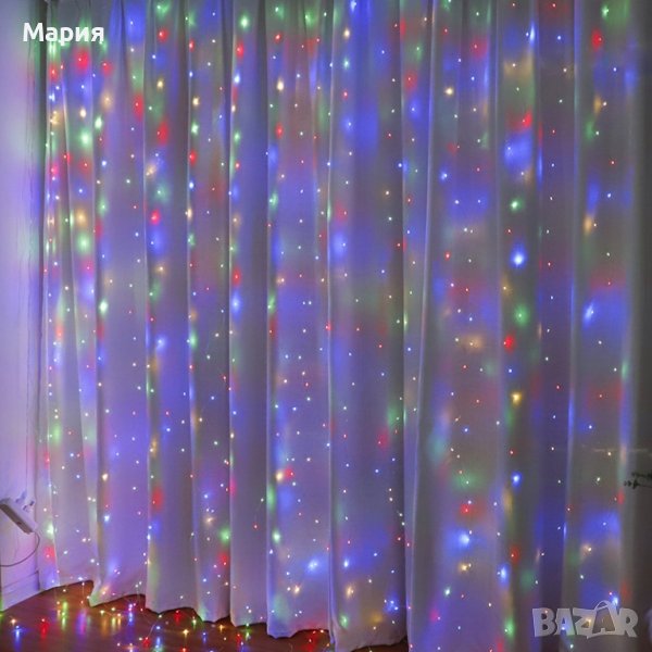 Коледни лампички с 300Led лампички с дистанционно. Цветове - бял, шарен. 

, снимка 1