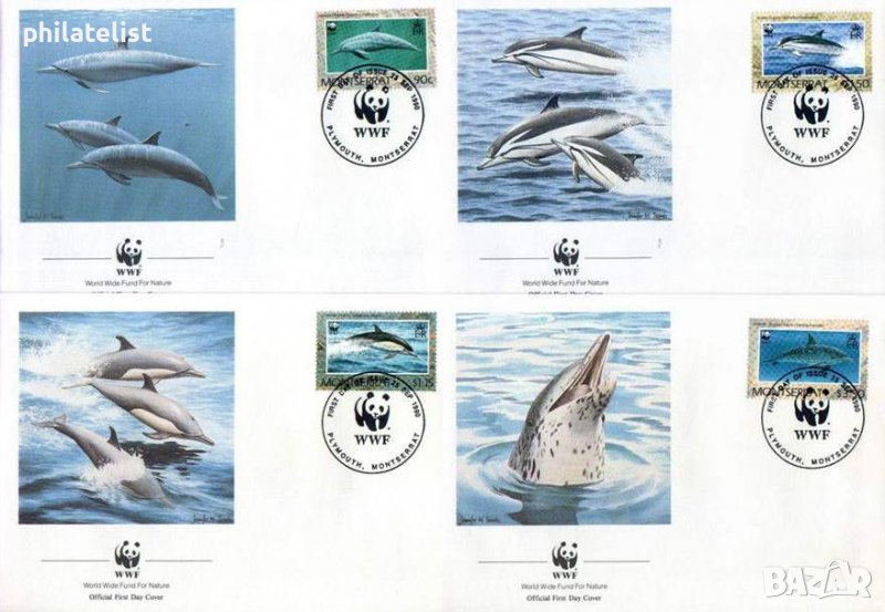 Монтсерат 1990 - 4 броя FDC Комплектна серия - WWF, снимка 1
